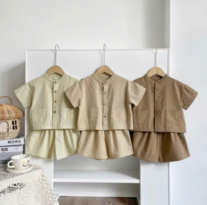 Set áo thun tay ngắn và quần short vải cotton thời trang mùa hè cho bé trai 1-5t